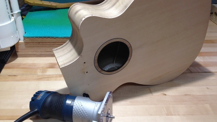 Cozad Guitars - Flush Trimming the Soundboard