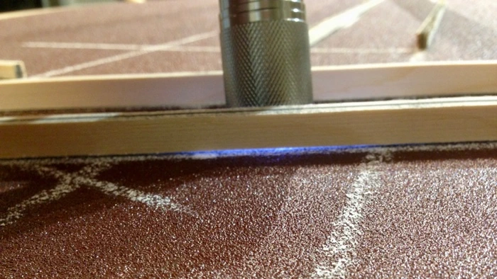 Cozad Guitars - Soundboard Brace Sanding Backlit