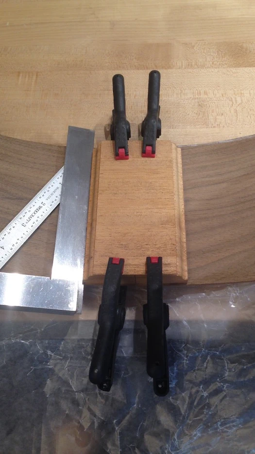Cozad Guitars - Tailblock Clamped in Place