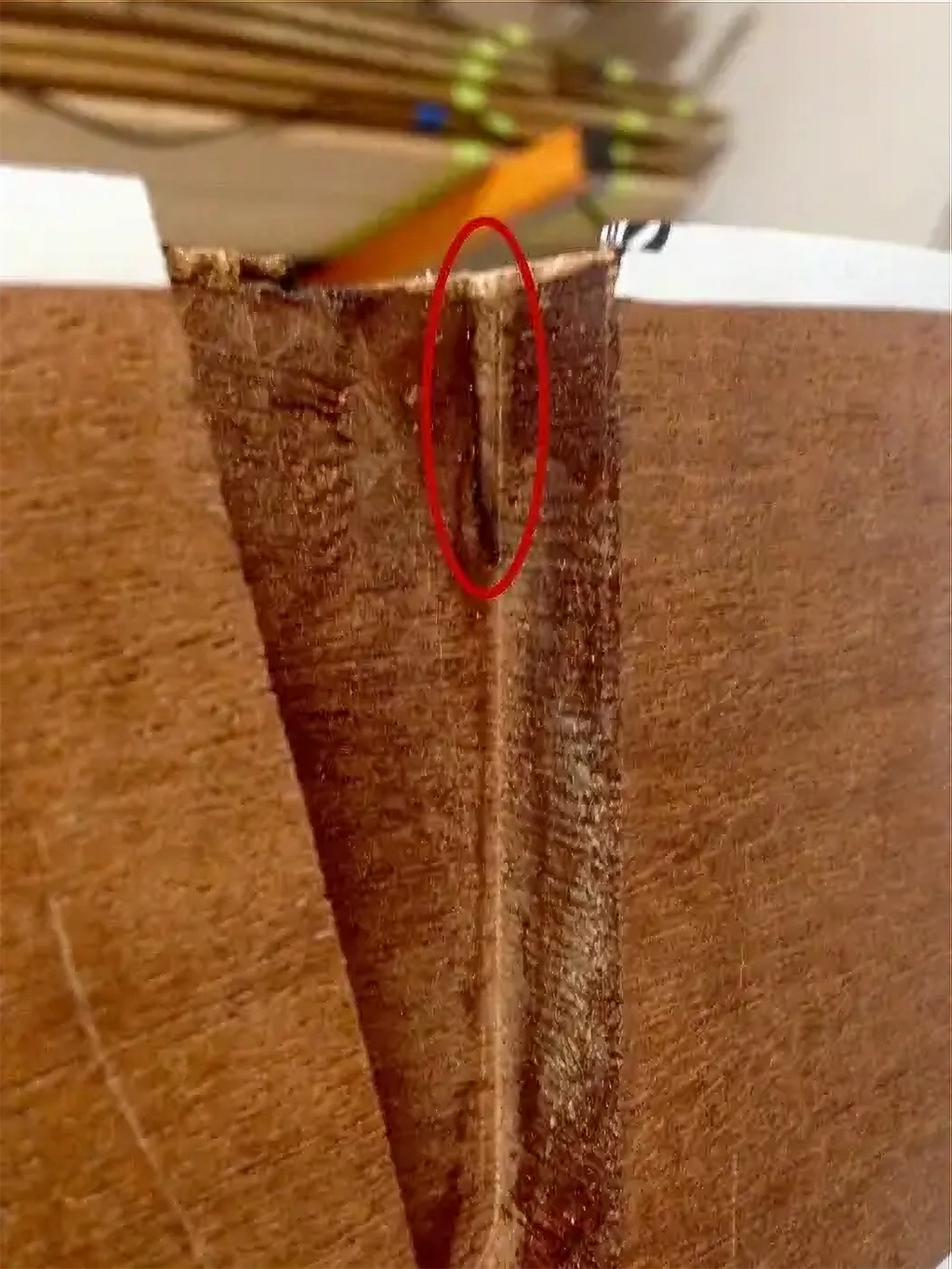 Drilling into the neck block - missed it by *that* much
