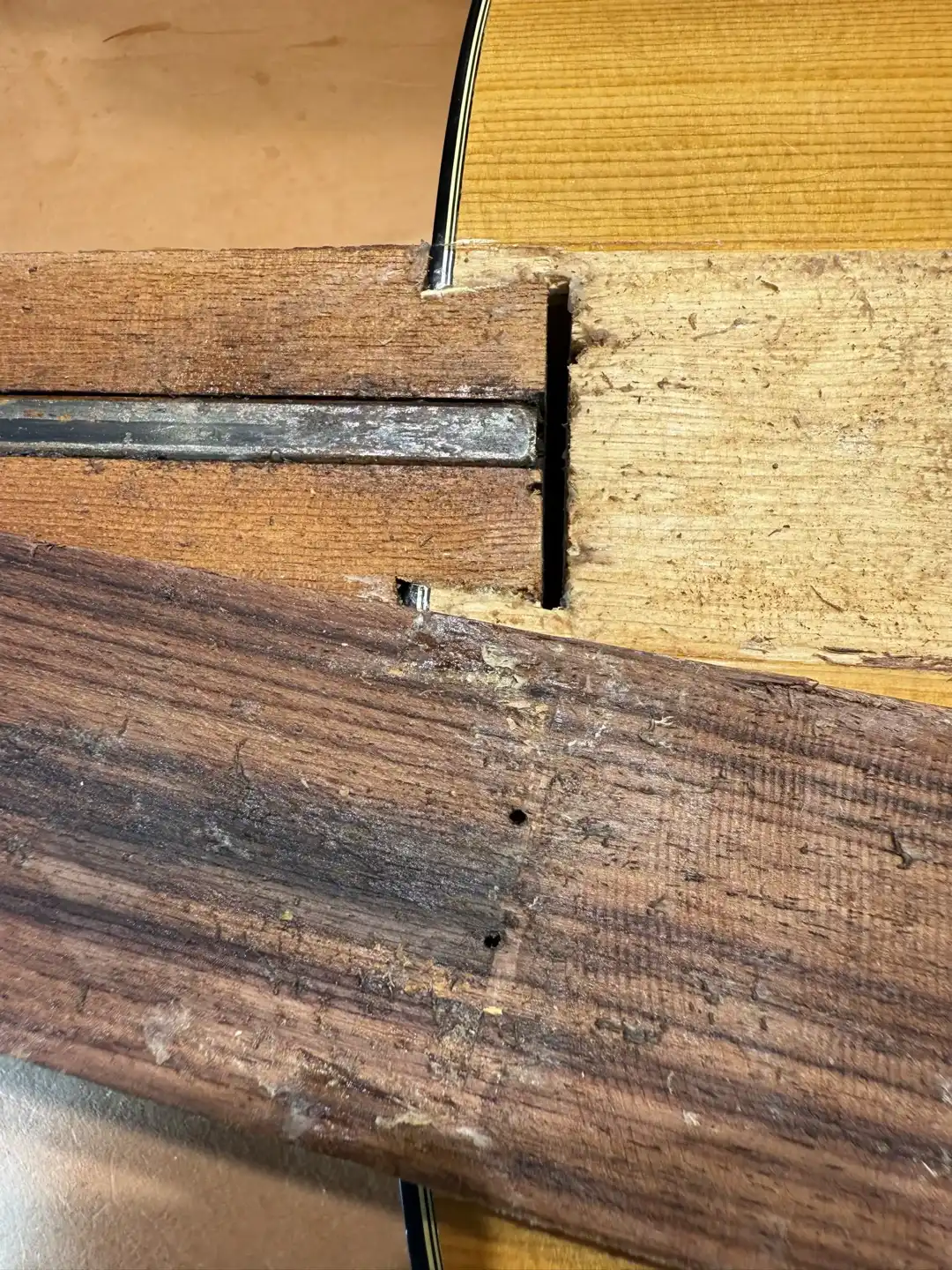 1972 Martin D-18 Neck Joint Under Fretboard